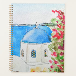 Griechenland - Blaue Kirchenfarbe und Aquarell Planer