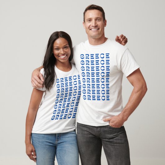 GRIECHENLAND Blaues Textmuster T-Shirt (Unisex)