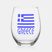 Griechenland: Blaugriechische Flagge Weinglas Ohne Stiel (Vorderseite)
