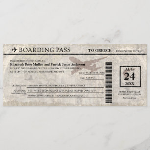 Griechenland Boarding Pass Hochzeits Einladung