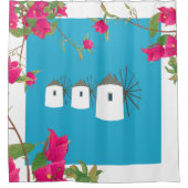 Griechenland Bougainvillea Griechische Insel Windm Duschvorhang (Vorderseite)