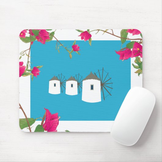 Griechenland Bougainvillea Griechische Insel Windm Mousepad (Mit Mouse)