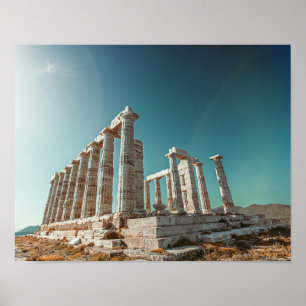 Griechenland. Cape Sounion - Ruinen eines alten Te Poster