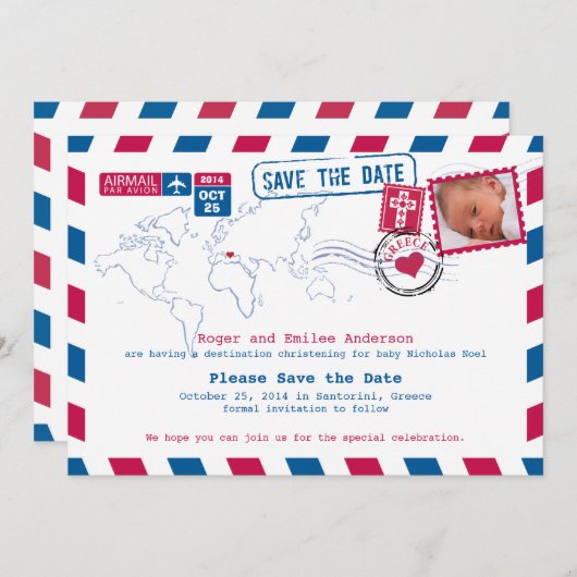 Griechenland Christening Baptismus Save the Date (Vorne/Hinten)