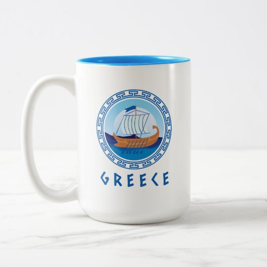 Griechenland - Entwurf eines griechischen Schiffes Zweifarbige Tasse (Links)