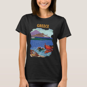 Griechenland Fischerboot Küstenblau Reise T-Shirt