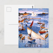 Griechenland, Fischerboote an der Küste, Vintage-R Postkarte (Vorne/Hinten)