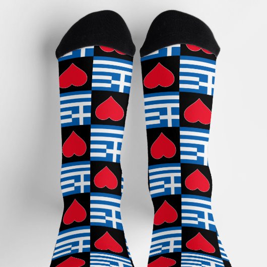 Griechenland Flag Herz-Pattern Spaß griechischer S Socken (Oben)