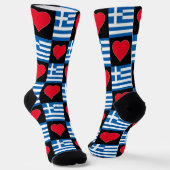Griechenland Flag Herz-Pattern Spaß griechischer S Socken (Gewinkelt)