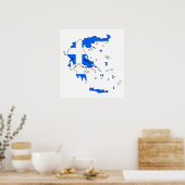 Griechenland - Flag-Karte Poster (Küche)