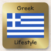 Griechenland - Flag+Text-Untersetzer Getränkeuntersetzer (Vorderseite)