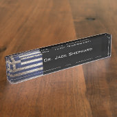 Griechenland-Flagge auf altem hölzernem Korn Namensplakette (Seite)