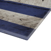 Griechenland-Flagge auf altem hölzernem Korn Schneidebrett (Ecke)