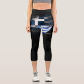 Griechenland-Flagge Capri Leggings (Vorderseite)