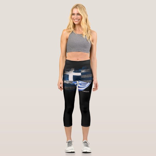 Griechenland-Flagge Capri Leggings (Vorderseite)