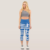 Griechenland-Flagge Capri Leggings (Vorderseite)
