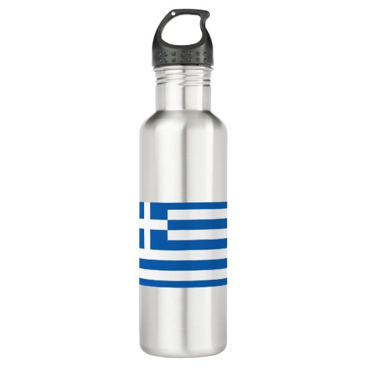 Griechenland-Flagge Edelstahlflasche (Vorderseite)