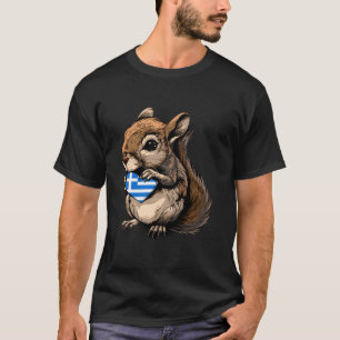 Griechenland Flagge Eichhörnchen Herz Griechische  T-Shirt