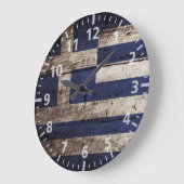 Griechenland-Flagge für Altholzkörner Große Wanduhr (Winkel)
