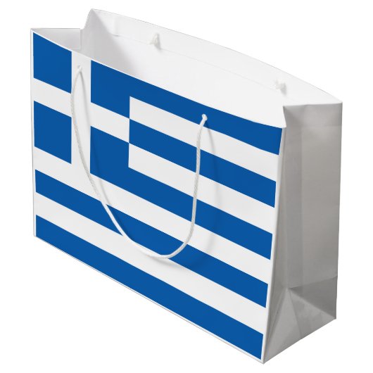 Griechenland-Flagge Große Geschenktüte (Rückseite Schrägansicht)
