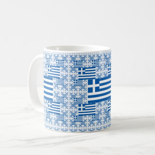Griechenland-Flagge in mehreren farbigen Ebenen Kaffeetasse (Vorderseite Links)