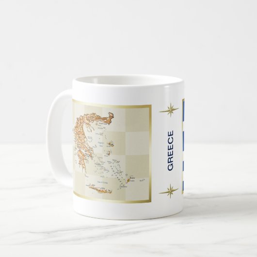 Griechenland-Flagge + Karten-Tasse Kaffeetasse (Vorderseite Links)
