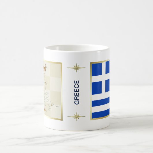 Griechenland-Flagge + Karten-Tasse Kaffeetasse (Mittel)