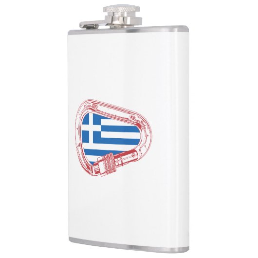 Griechenland Flagge Kletterer Carabiner Flachmann (Links)