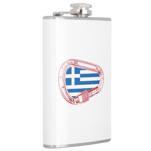 Griechenland Flagge Kletterer Carabiner Flachmann (Rechts)