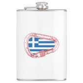 Griechenland Flagge Kletterer Carabiner Flachmann (Vorderseite)