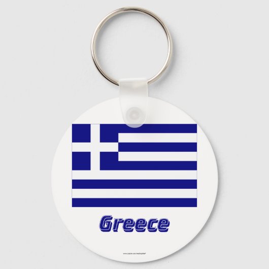 Griechenland-Flagge mit Name Schlüsselanhänger (Vorderseite)