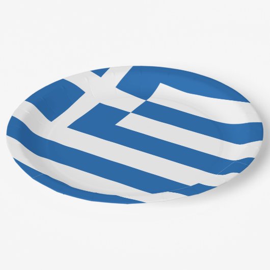 Griechenland-Flagge Pappteller (Schrägansicht)
