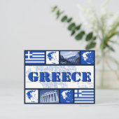 Griechenland - Flagge und Karte (Stehend Vorderseite)