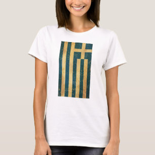 Griechenland Flagge Vintage Grunge Damen Weiß T-Shirt