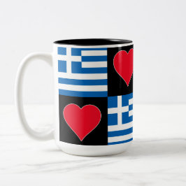 Griechenland Flaggenstaat Herzmuster Patriotischer Zweifarbige Tasse