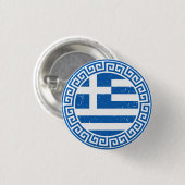 Griechenland-Flags mit griechischem Schlüsselmuste Button (Vorne & Hinten)