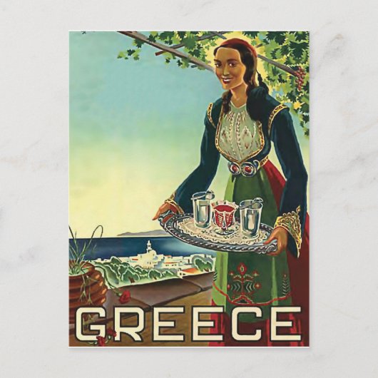 Griechenland, Frau mit traditioneller Begrüßung, V Postkarte (Vorderseite)