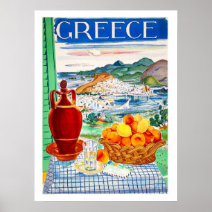 Griechenland, Früchte auf dem Tisch, Panoramablick Poster