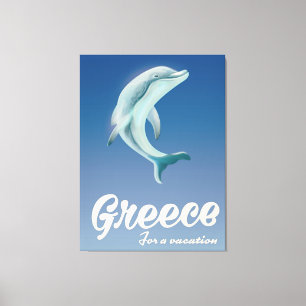 Griechenland für einen Urlaub Delfin-Reiseposter Leinwanddruck