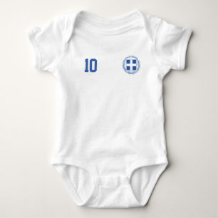 Griechenland Fußball Custom Name & Number Baby Strampler