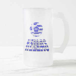 Griechenland Fußball Hellas Logo Fußball Geschenke Mattglas Bierglas