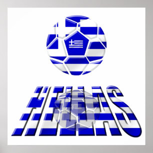 Griechenland Fußball-Hellas-Logo Fußball-Geschenke Poster