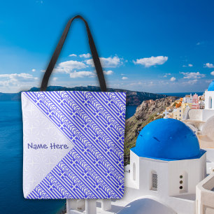 Griechenland Griechische Flagge Gekachelt Blau Per Tasche