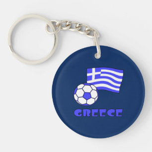 Griechenland Griechische Flagge mit Fußball Blau H Schlüsselanhänger