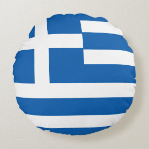 Griechenland (griechische Flagge) Rundes Kissen