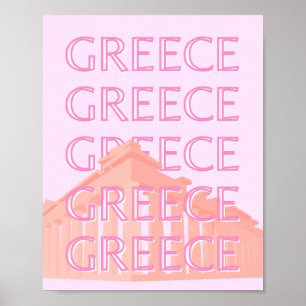 Griechenland, griechische Kunst, Pastel Travel Art Poster