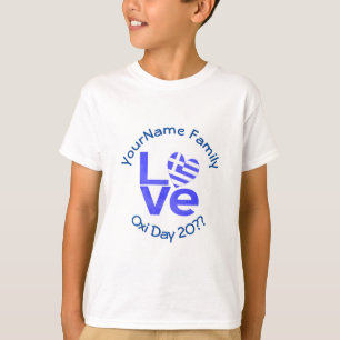 Griechenland Herz Flagge Blau LOVE Personalisiert T-Shirt