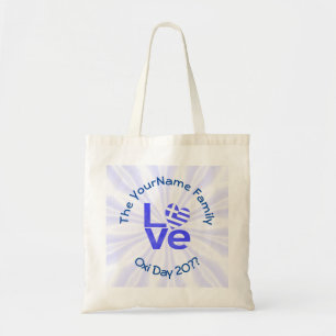 Griechenland Herz Flagge Blau LOVE Personalisiert  Tragetasche