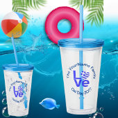 Griechenland Herzenflagge Blaue LIEBE Personalisie Acryltrinkbecher