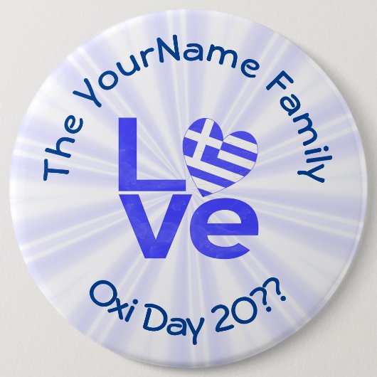 Griechenland Herzenflagge Blaue LIEBE Personalisie Button (Vorderseite)